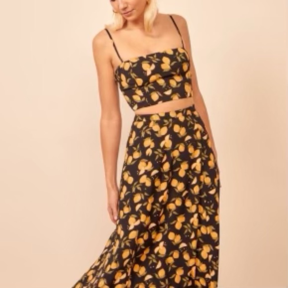 Reformation two piece set in lemon drop SIZE 0